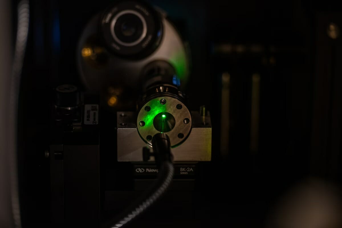 A photograph of a diamond anvil cell